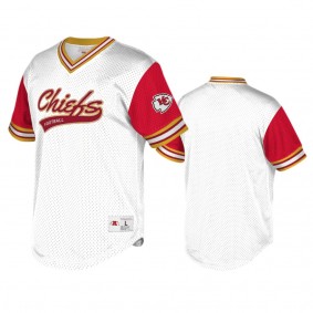 Kansas City Chiefs Mitchell & Ness White Red Top Prospect Mesh V-Neck T-Shirt