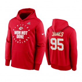 Kansas City Chiefs Chris Jones Red 2020 AFC West Division Champions Trophy Collection Pullover Hoodie