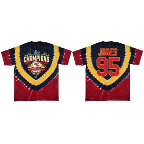 Chris Jones Kansas City Chiefs Red Super Bowl LVII Champions Shield Tie Dye T-Shirt