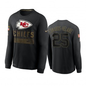 Kansas City Chiefs Clyde Edwards-Helaire Black 2020 Salute to Service Sideline Performance Long Sleeve T-shirt