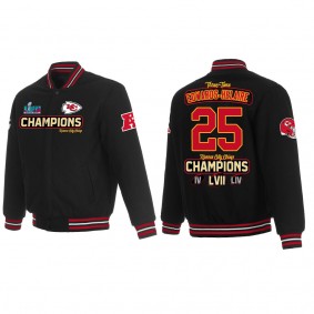 Clyde Edwards-Helaire Kansas City Chiefs Black Super Bowl LVII Champions Team Reversible Wool Full Snap Jacket