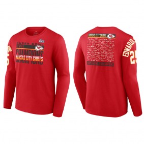 Clyde Edwards-Helaire Kansas City Chiefs Red Super Bowl LVII Champions Signature Roster Long Sleeve T-Shirt