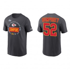 Creed Humphrey Kansas City Chiefs Anthracite Super Bowl LVII Champions Locker Room Trophy Collection T-Shirt
