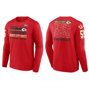 Frank Clark Kansas City Chiefs Red Super Bowl LVII Champions Signature Roster Long Sleeve T-Shirt