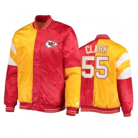 Kansas City Chiefs Frank Clark Red Yellow Split Leader Varsity Jacket