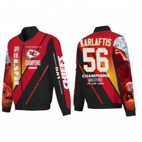 George Karlaftis Kansas City Chiefs Red Super Bowl LVII Champions Logo Full Zip Nylon Bomber Jacket