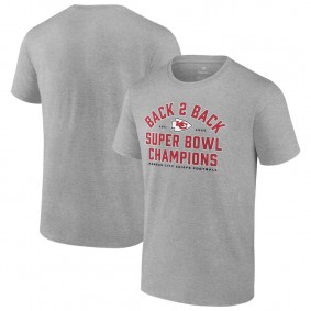 Men's Kansas City Chiefs Heather Gray Back-To-Back Super Bowl Champions T-Shirt