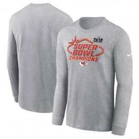 Men's Kansas City Chiefs Heather Gray Super Bowl LVIII Champions Locker Room Trophy Collection Long Sleeve T-Shirt