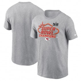 Men's Kansas City Chiefs Heather Gray Super Bowl LVIII Champions Locker Room Trophy Collection T-Shirt