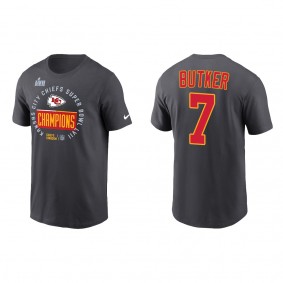 Harrison Butker Kansas City Chiefs Anthracite Super Bowl LVII Champions Locker Room Trophy Collection T-Shirt
