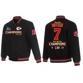 Harrison Butker Kansas City Chiefs Black Super Bowl LVII Champions Team Reversible Wool Full Snap Jacket