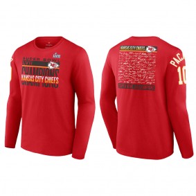 Isiah Pacheco Kansas City Chiefs Red Super Bowl LVII Champions Signature Roster Long Sleeve T-Shirt