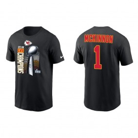 Jerick McKinnon Kansas City Chiefs Black Super Bowl LVII Champions Lombardi Trophy T-Shirt