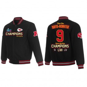 JuJu Smith-Schuster Kansas City Chiefs Black Super Bowl LVII Champions Team Reversible Wool Full Snap Jacket