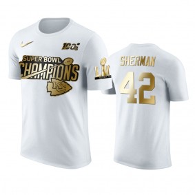 Kansas City Chiefs Anthony Sherman White Super Bowl LIV Champions Golden Edition T-Shirt