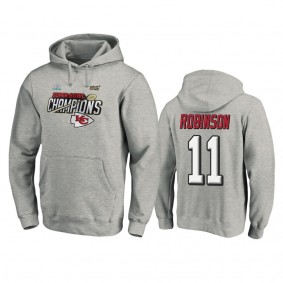 Kansas City Chiefs Demarcus Robinson Heather Gray Super Bowl LIV Champions Trophy Collection Locker Room Pullover Hoodie