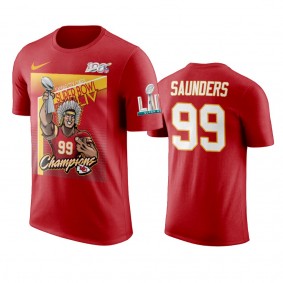 Kansas City Chiefs Khalen Saunders Red Super Bowl LIV Champions Cartoon T-Shirt