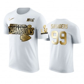 Kansas City Chiefs Khalen Saunders White Super Bowl LIV Champions Golden Edition T-Shirt