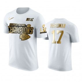 Kansas City Chiefs Mecole Hardman White Super Bowl LIV Champions Golden Edition T-Shirt