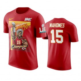 Kansas City Chiefs Patrick Mahomes Red Super Bowl LIV Champions Cartoon T-Shirt
