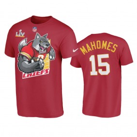 Kansas City Chiefs Patrick Mahomes Red Super Bowl LV Cartoon T-Shirt