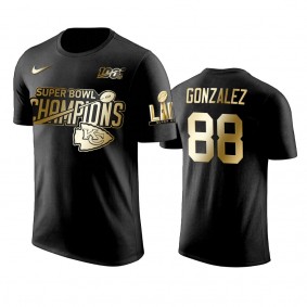 Kansas City Chiefs Tony Gonzalez Black Super Bowl LIV Champions Golden Edition T-Shirt