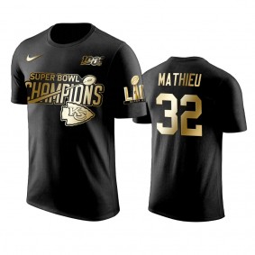 Kansas City Chiefs Tyrann Mathieu Black Super Bowl LIV Champions Golden Edition T-Shirt