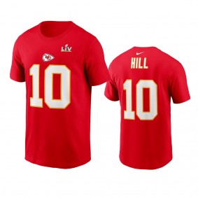Kansas City Chiefs Tyreek Hill Red Super Bowl LV Name Number T-shirt