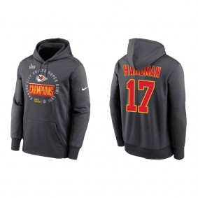 Mecole Hardman Kansas City Chiefs Anthracite Super Bowl LVII Champions Locker Room Trophy Collection Pullover Hoodie