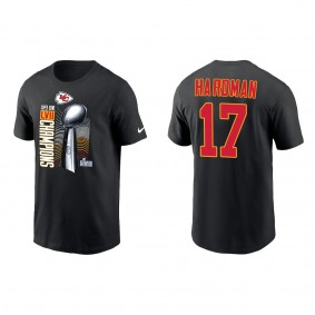 Mecole Hardman Kansas City Chiefs Black Super Bowl LVII Champions Lombardi Trophy T-Shirt