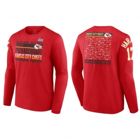Mecole Hardman Kansas City Chiefs Red Super Bowl LVII Champions Signature Roster Long Sleeve T-Shirt