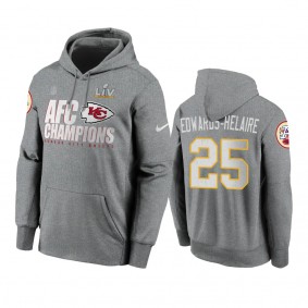 Kansas City Chiefs Clyde Edwards-Helaire Gray 2020 AFC Champions Locker Room Trophy Collection Hoodie