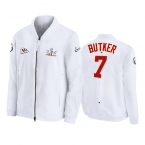 Kansas City Chiefs Harrison Butker White Super Bowl LV Diamond Coaches Full-Zip Jacket