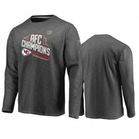 Men's Kansas City Chiefs Heather Charcoal 2019 AFC Champions Locker Room Long Sleeve T-Shirt