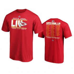 Men's Kansas City Chiefs Red Super Bowl LIV Hail Mary Roster T-Shirt
