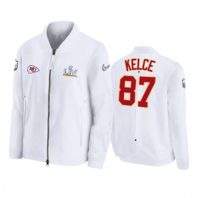 Kansas City Chiefs Travis Kelce White Super Bowl LV Diamond Coaches Full-Zip Jacket