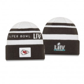 Men's Kansas City Chiefs White Black Super Bowl LIV Cuffed Knit Hat