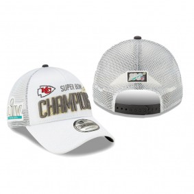Men's Kansas City Chiefs White Super Bowl LIV Champions Locker Room 9FORTY Hat