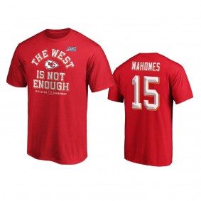 Kansas City Chiefs Patrick Mahomes Red 2019 AFC West Division Champions Cover Two T-Shirt