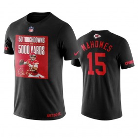 Kansas City Chiefs Patrick Mahomes Black 50 TDs and 5000 Yards T-Shirt
