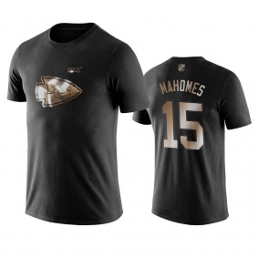 Patrick Mahomes Kansas City Chiefs Black Golden 100th Season Name & Number T-Shirt