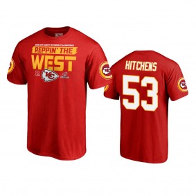 Kansas City Chiefs #53 Anthony Hitchens Red 2018 Division Champs T-Shirt - Men