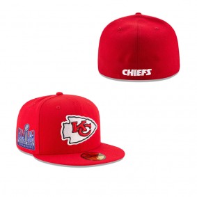 Men's Kansas City Chiefs Red Super Bowl LVIII Champions Side Patch 59FIFTY Fitted Hat