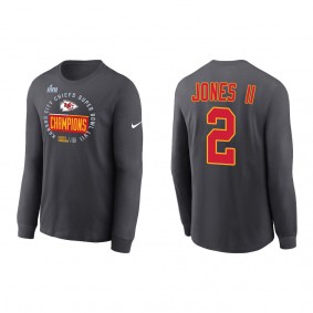 Ronald Jones II Kansas City Chiefs Anthracite Super Bowl LVII Champions Locker Room Trophy Collection Long Sleeve T-Shirt