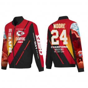 Skyy Moore Kansas City Chiefs Red Super Bowl LVII Champions Logo Full Zip Nylon Bomber Jacket