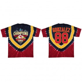 Tony Gonzalez Kansas City Chiefs Red Super Bowl LVII Champions Shield Tie Dye T-Shirt