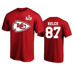 Kansas City Chiefs Travis Kelce Red Super Bowl LV Name & Number T-shirt