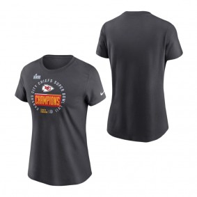 Women's Kansas City Chiefs Anthracite Super Bowl LVII Champions Locker Room Trophy Collection T-Shirt