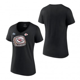 Women's Kansas City Chiefs Black Super Bowl LVII Champions Diamond Maker V-Neck T-Shirt
