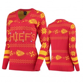 Women's Kansas City Chiefs Red 2019 Ugly Christmas Light-Up Sweater